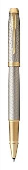 Ручка роллер Parker IM Premium Warm Silver (grey)  GT, стержень: F, цвет чернил: black, в подарочной упаковке.