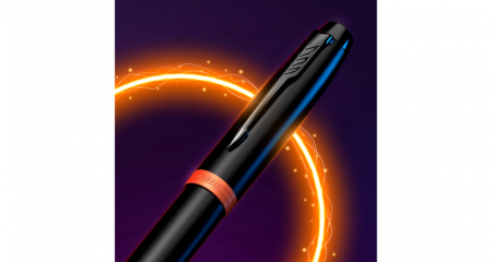 Шариковая ручка Parker IM Vibrant Rings Flame Orange, стержень: Mblue, в подарочной упаковке.