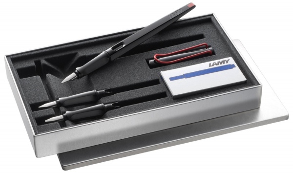 Подарочный набор Lamy ручка перьевая joy 015+зап перья+картр, Черный, 1,1 mm, 1,5 mm, 1,9 mm