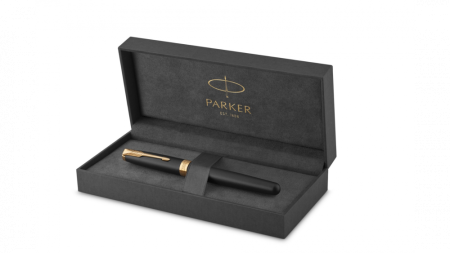 Ручка роллер Parker Sonnet  Matte Black GT, стержень: F, цвет чернил: black, в подарочной упаковке