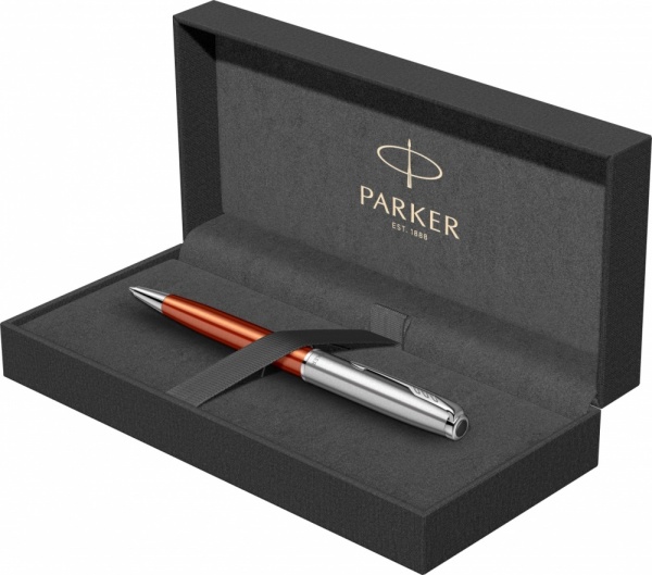 Шариковая ручка Parker Sonnet Essentials Orange SB Steel CT, цвет чернил black, стержень: M, в подарочной упаковке.