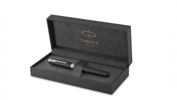 Ручка роллер Parker Sonnet  Matte Black CT, стержень: F, цвет чернил: black, в подарочной упаковке