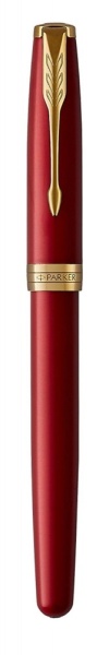 Ручка роллер Parker Sonnet  Lacquer Intense Red GT, стержень: F, цвет чернил: black, в подарочной упаковке