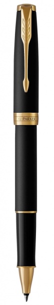 Ручка роллер Parker Sonnet  Matte Black GT, стержень: F, цвет чернил: black, в подарочной упаковке