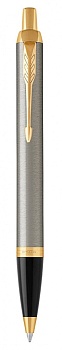 Шариковая ручка Parker IM Metal Core Brushed Metal GT, стержень: M, цвет чернил: blue, в подарочной упаковке.