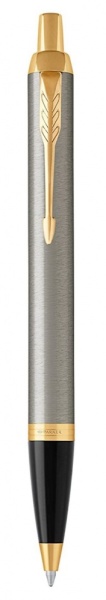 Шариковая ручка Parker IM Metal Core Brushed Metal GT, стержень: M, цвет чернил: blue, в подарочной упаковке.