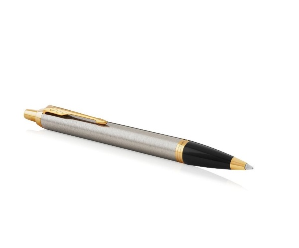 Шариковая ручка Parker IM Metal Core Brushed Metal GT, стержень: M, цвет чернил: blue, в подарочной упаковке.
