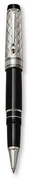 Ручка-роллер Aurora Optima Riflessi Sterling Silver Cap Black Barrel, в подарочной коробке