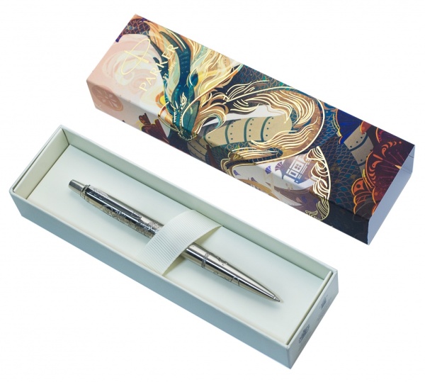 Шариковая ручка Parker Jotter Dragon Special Edition, цвет: St. Steel СT, стержень: Mblue в подарочной коробке