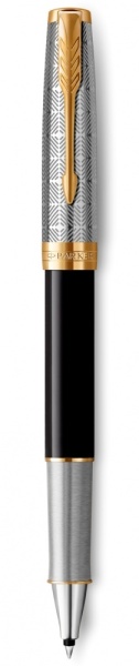Ручка-роллер Parker Sonnet Premium Refresh BLACK GT, стержень: F, цвет чернил: black, в подарочной упаковке