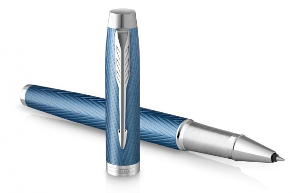 Ручка роллер Parker IM Premium T318  Blue Grey CT, стержень: F, цвет чернил: black, в подарочной упаковке.