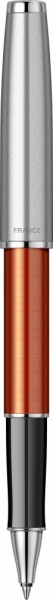 Ручка-роллер Parker Sonnet Essentials Orange SB Steel CT, цвет чернил black,перо: F, в подарочной упаковке.
