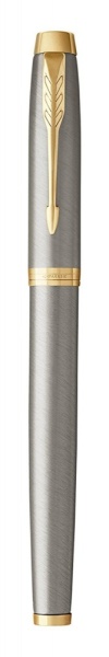 Ручка роллер Parker IM Metal Core Brushed Metal GT, стержень: F, цвет чернил: black, в подарочной упаковке.