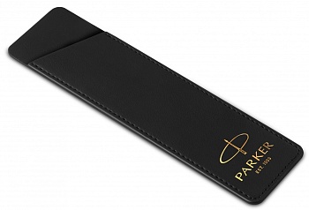 Чехол Parker из натуральной кожи, цвет матово-черный с золотым тиснением