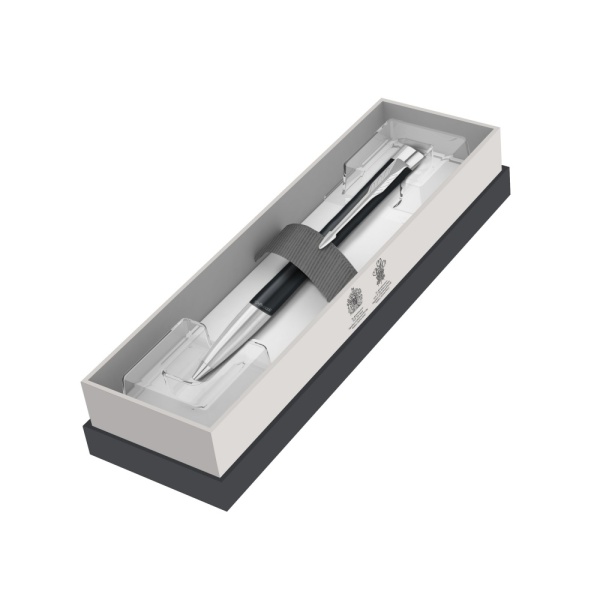 Шариковая ручка Parker Urban (матовый черный лак) Muted Black Chrome Trim, стержень: M, цвет чернил: blue/black, в подарочной упаковке.