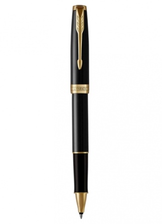 Ручка-роллер Parker Sonnet Black Lacquer GT, стержень: F, цвет чернил: black, в подарочной упаковке