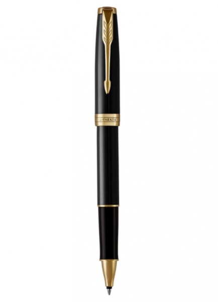 Ручка-роллер Parker Sonnet Black Lacquer GT, стержень: F, цвет чернил: black, в подарочной упаковке