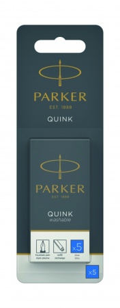 Картридж с смываемыми чернилами для перьевой ручки Parker "Cartridge Quink", Washable Blue, упаковка из 5 шт. в блистере