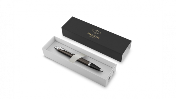 Шариковая ручка Parker IM Metal Core Dark Espresso CT, стержень: M, цвет чернил: blue, в подарочной упаковке.