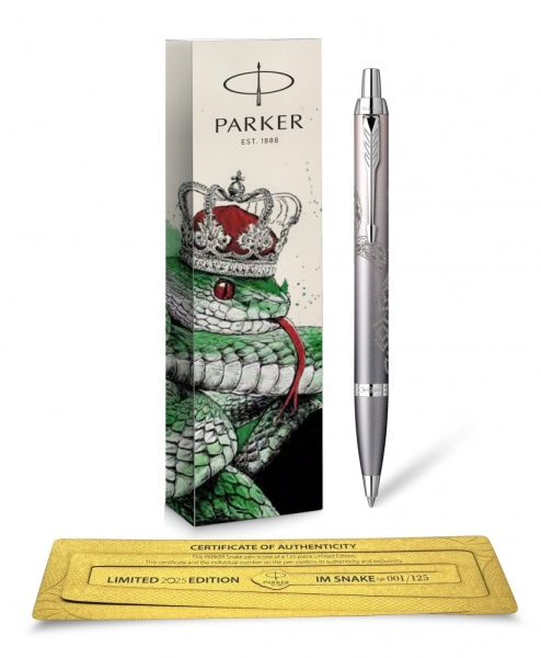 Ручка шариковая Parker "IM SNAKE Limited Edition GREY Gradient CT", цвет чернил: Blue, 1,0мм, в подарочной упаковке