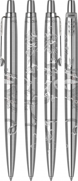 Шариковая ручка Parker Jotter Dragon Special Edition, цвет: St. Steel СT, стержень: Mblue в подарочной коробке