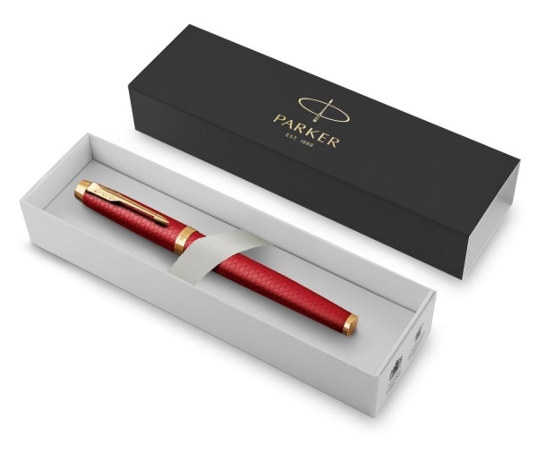 Ручка роллер Parker IM Premium T318  Red G, стержень: F, цвет чернил: black, в подарочной упаковке.