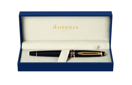 Ручка-роллер Waterman Expert 3, цвет: Black Laque GT, стержень: Fblk