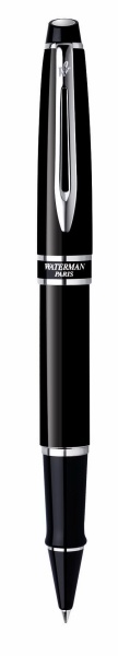 Ручка-роллер Waterman Expert, цвет: Black Laque CT, стержень: Fblk