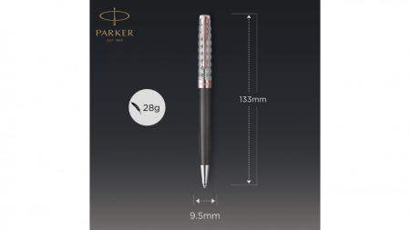 Шариковая ручка Parker Sonnet Premium Metal & Grey Lacquer PGT, стержень: M, цвет чернил: black , в подарочной упаковке