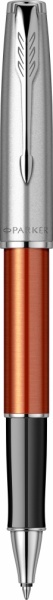 Ручка-роллер Parker Sonnet Essentials Orange SB Steel CT, цвет чернил black,перо: F, в подарочной упаковке.