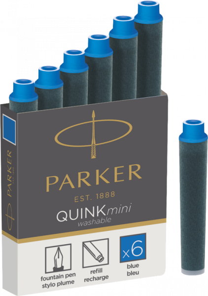 Картридж Parker с чернилами для перьевой ручки MINI, упаковка из 6 шт., цвет: Blue