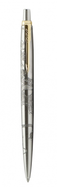 Шариковая ручка Parker Jotter Dragon Special Edition, цвет: St. Steel GT, стержень: Mblue в подарочной коробке