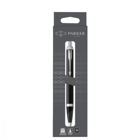 Шариковая ручка Parker IM Metal Black CT лак матовый, стержень: M, цвет чернил: black, в подарочной упаковке.