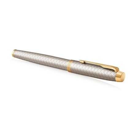 Ручка роллер Parker IM Premium Warm Silver (grey)  GT, стержень: F, цвет чернил: black, в подарочной упаковке.