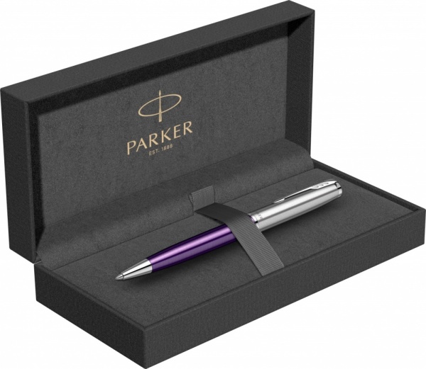 Шариковая ручка Parker Sonnet Essentials Violet SB Steel CT, цвет чернил black, стержень: M, в подарочной упаковке.