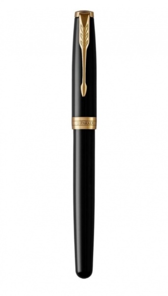 Ручка-роллер Parker Sonnet Black Lacquer GT, стержень: F, цвет чернил: black, в подарочной упаковке