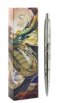 Шариковая ручка Parker Jotter Dragon Special Edition, цвет: St. Steel СT, стержень: Mblue в подарочной коробке