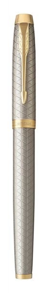 Ручка роллер Parker IM Premium Warm Silver (grey)  GT, стержень: F, цвет чернил: black, в подарочной упаковке.