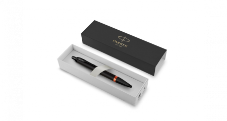 Шариковая ручка Parker IM Vibrant Rings Flame Orange, стержень: Mblue, в подарочной упаковке.