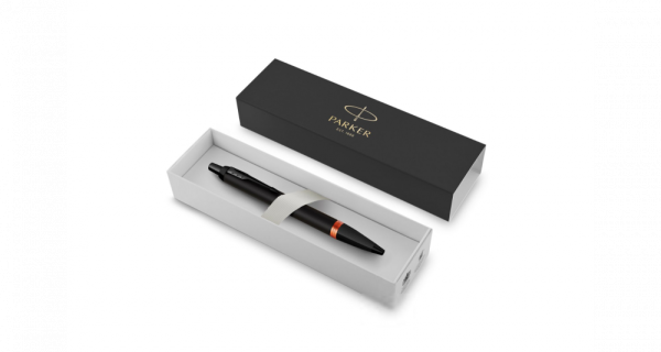 Шариковая ручка Parker IM Vibrant Rings Flame Orange, стержень: Mblue, в подарочной упаковке.