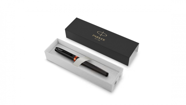 Ручка-роллер Parker IM Vibrant Rings Flame Orange, стержень:Fblk, в подарочной упаковке.
